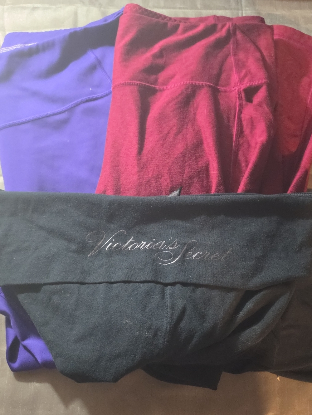 Victoria's Secret Black, Purple & Burgundy  Leggings Trio
